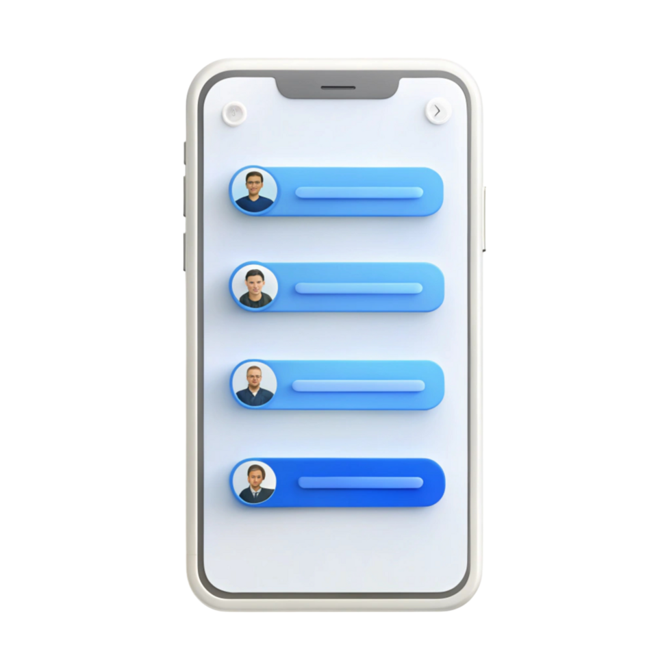 User friendly messaging app interface with chat bubbles and user profiles, isolated on a Transparent Background for digital mockups png