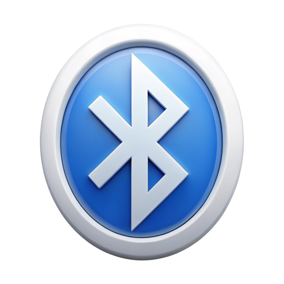 Modern 3D Bluetooth logo with glossy blue finish, symbolizing connectivity and seamless wireless communication png