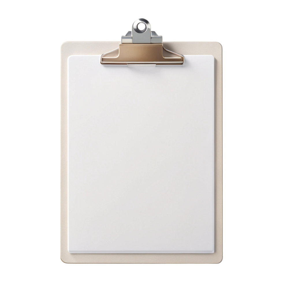 Close up of a simple clipboard with blank sheet, ideal for branding, business stationery designs, and educational use png