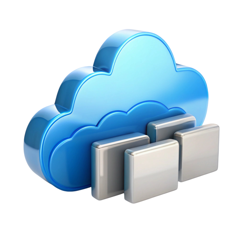 3D cloud data storage icon showing connectivity and network infrastructure in a modern digital style png