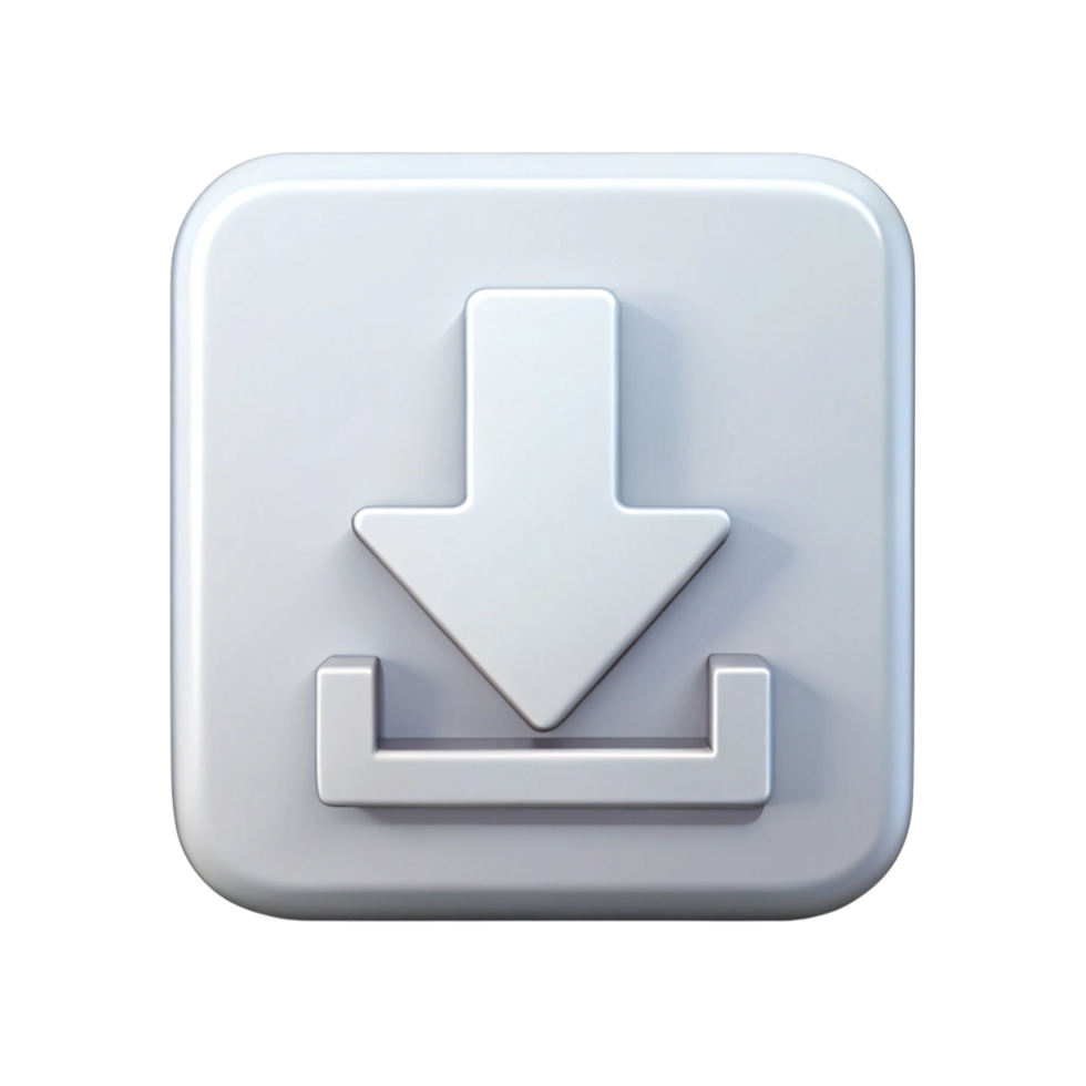 3D gray download icon symbolizing data transfer or digital access, perfect for technology related design needs png