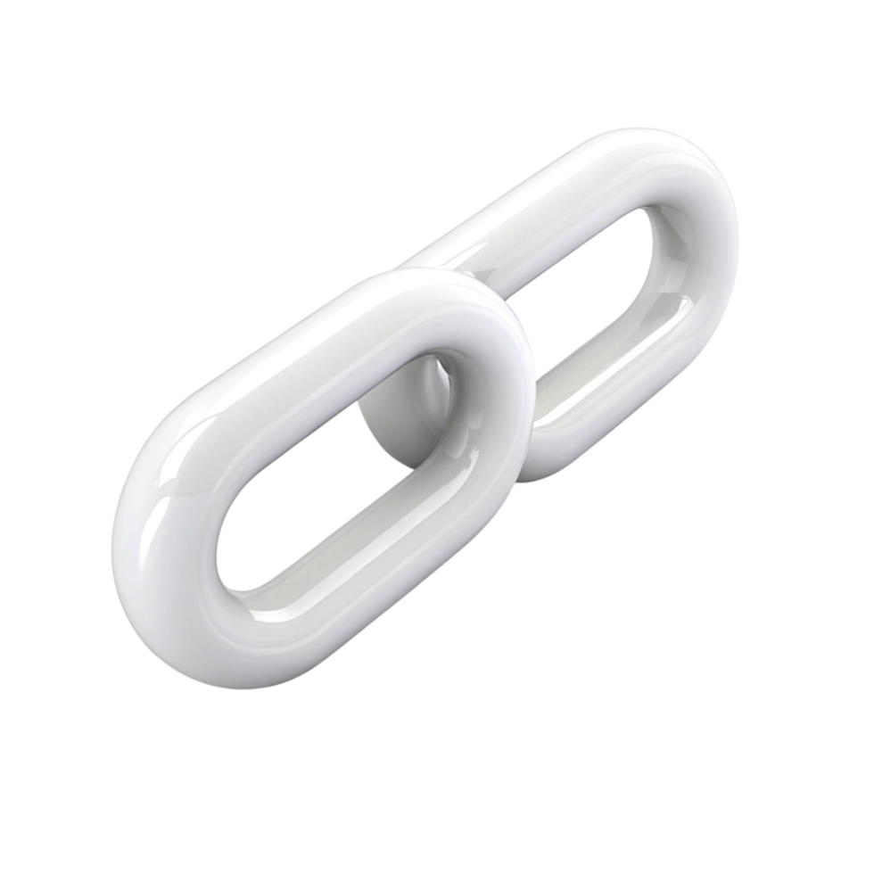 Minimalist chain link illustration in white, concept of unity, partnership, and resilience on Transparent Background png