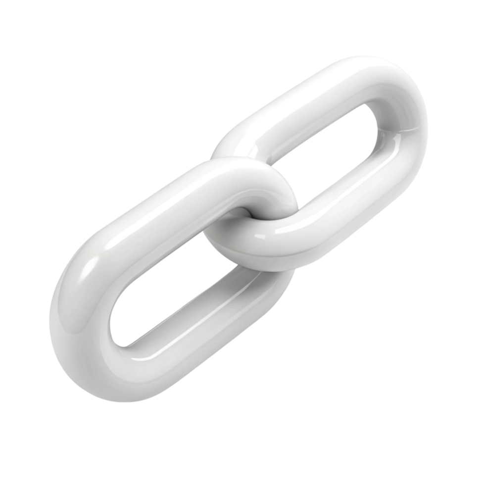 White chain link isolated on a Transparent Background, concept of connection, strength, and unity in minimal design png