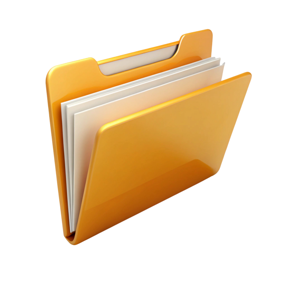 Classic folder icon in yellow with tabbed sections, representing data storage and document organization png