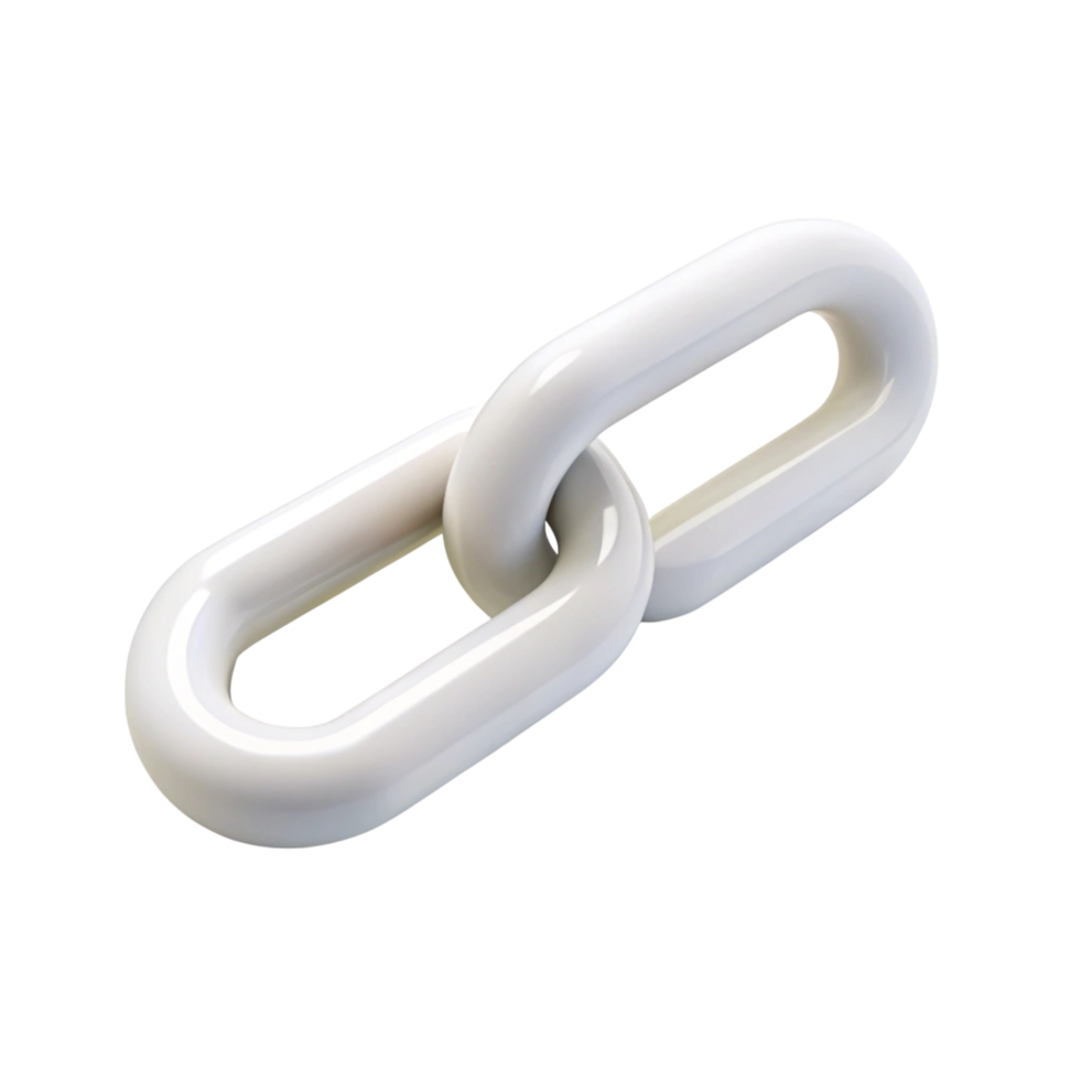 3D render of interconnected white links on clean Transparent Background, symbolizing connection and relationship png