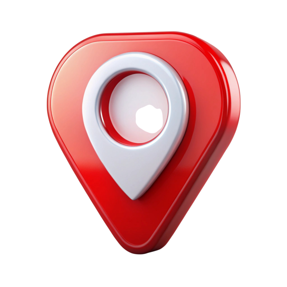 Navigation and location icon in red, isolated on white, concept of geolocation and travel direction png