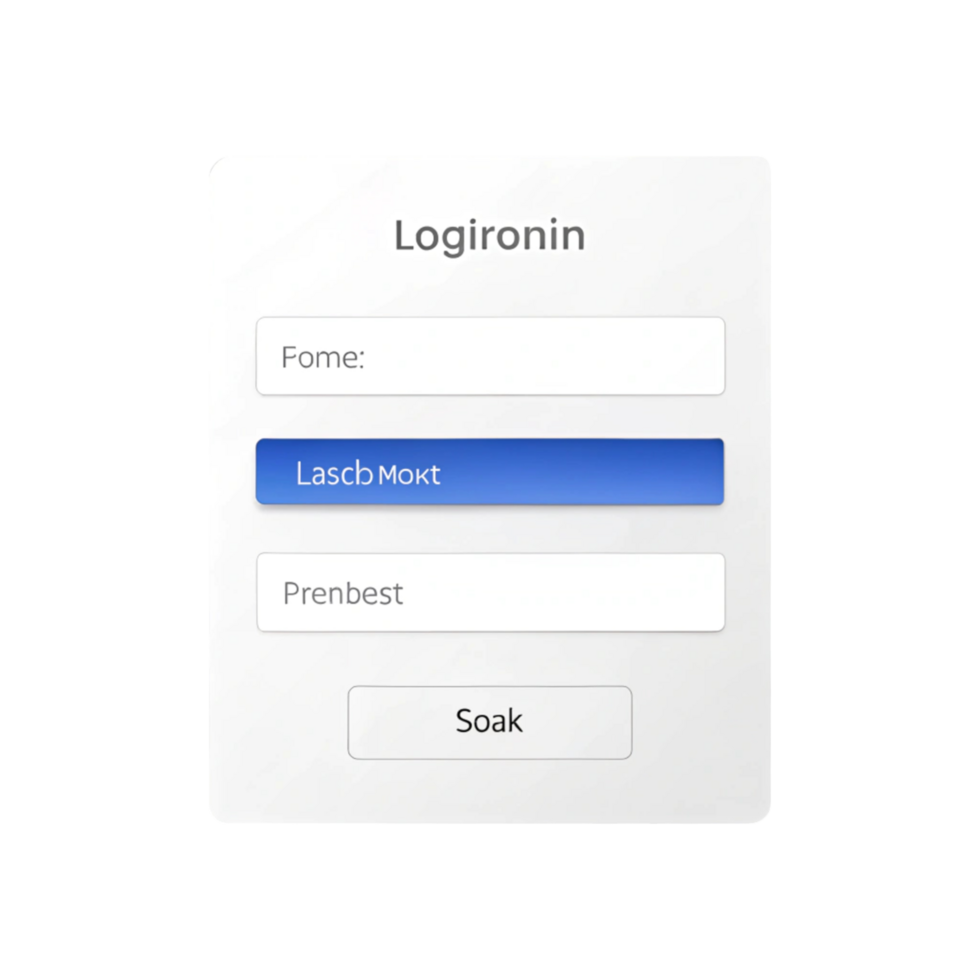 Minimalist login screen template with text inputs and submit button, isolated on white for web or app interface design png