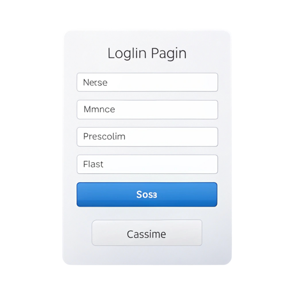 User login form interface with text fields and button on Transparent Background, concept of login page and user authentication png