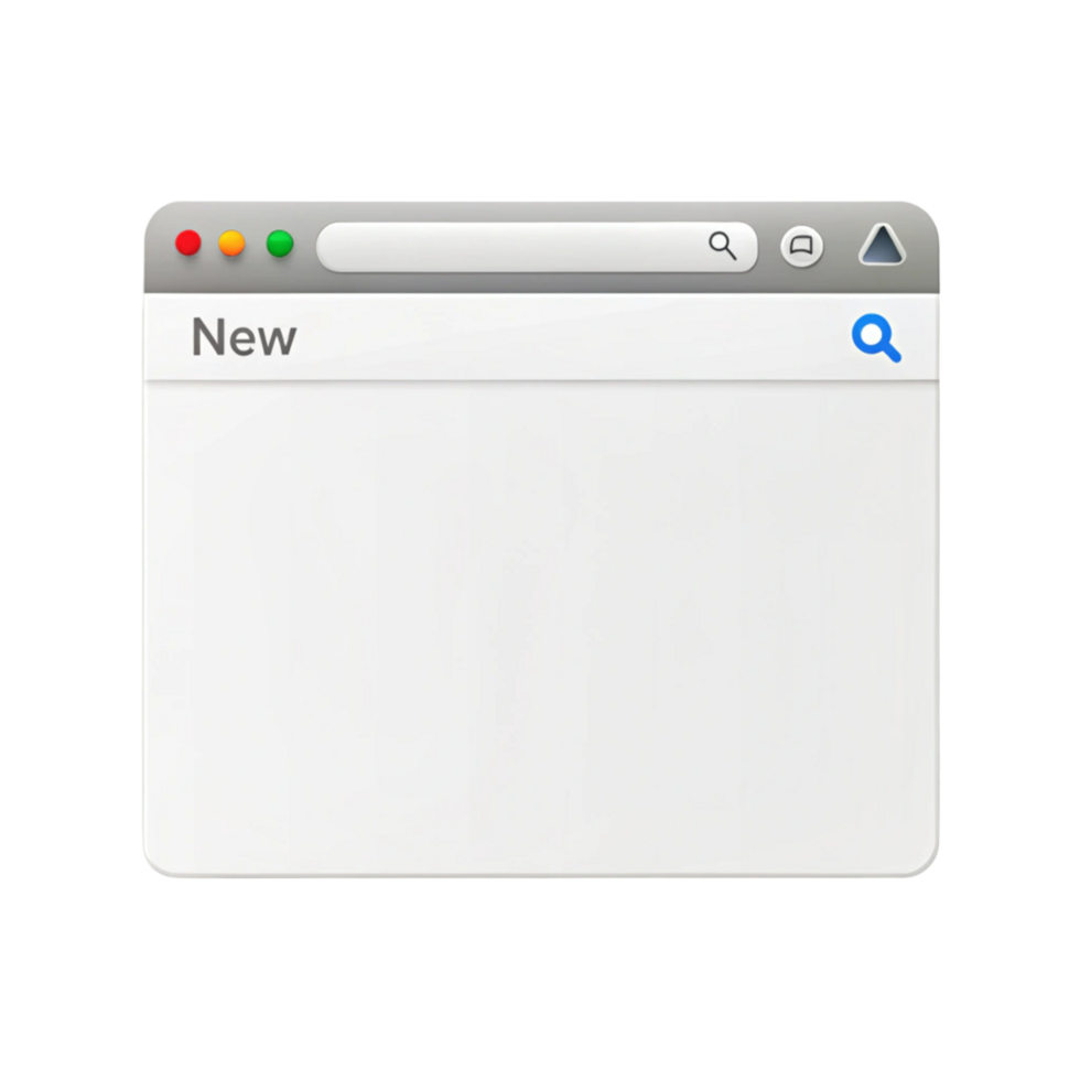 Empty web browser window template with colorful control buttons, isolated interface design for online browsing concepts png