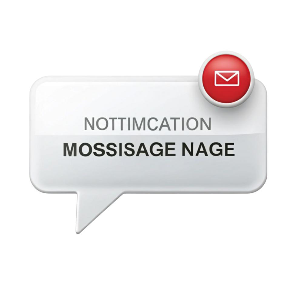 Message and notification icon with alert badge on Transparent Background, abstract digital reminder and alert concept png