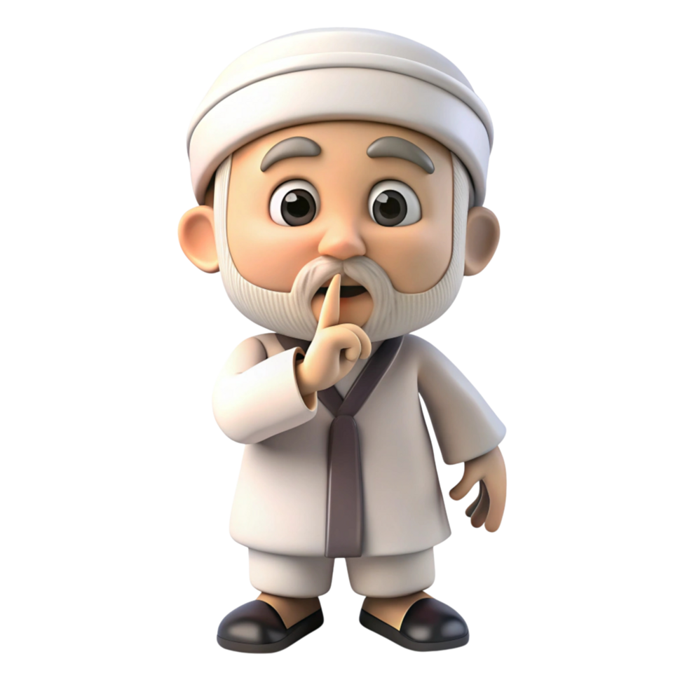 Cartoon character illustration in silence gesture, customer support, muted expression, and astonished reaction on white background png