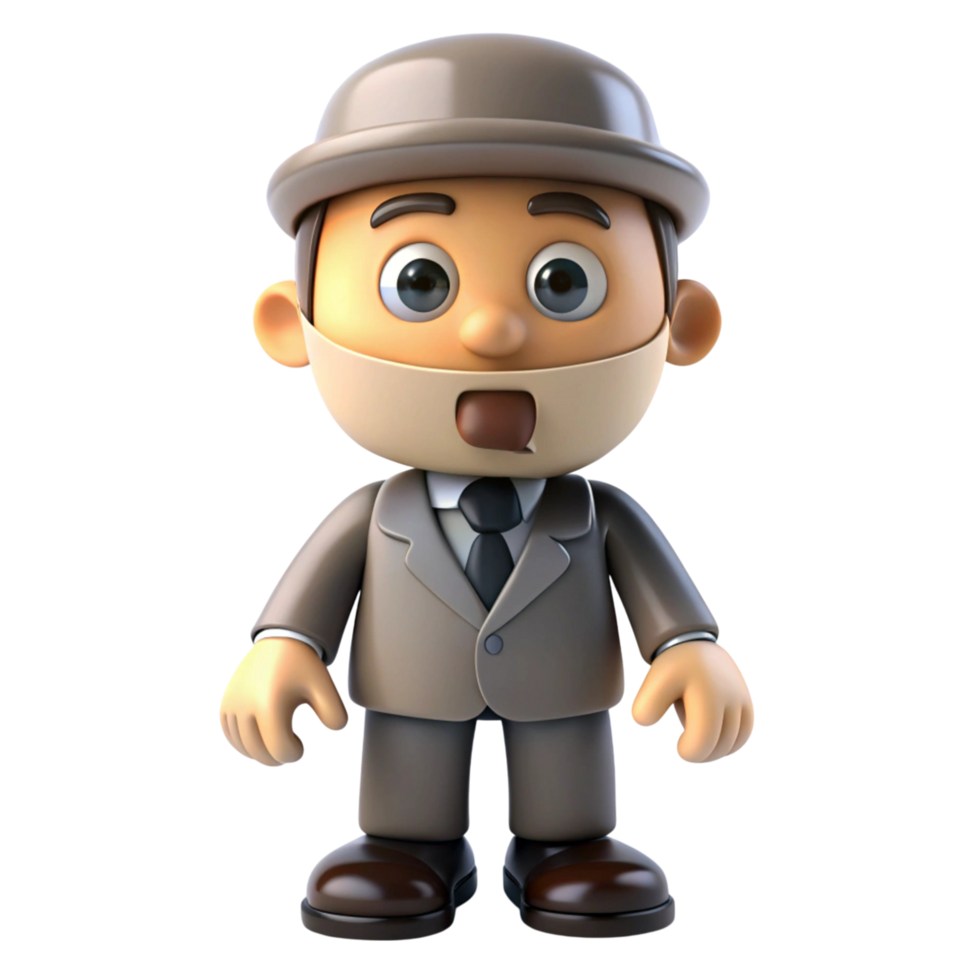 3D render of cartoon characters showing gestures like mute, support headset, masked expression, and astonishment on white backdrop png