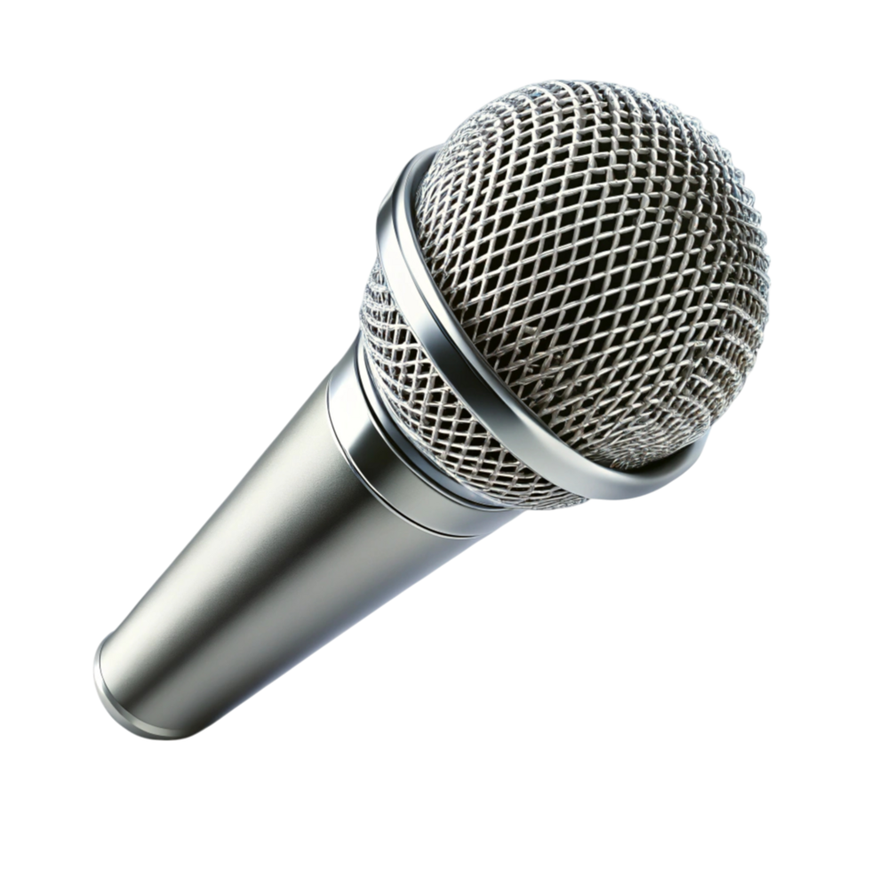 Professional dynamic microphone on Transparent Background, concept of audio recording, broadcasting, and live performance png