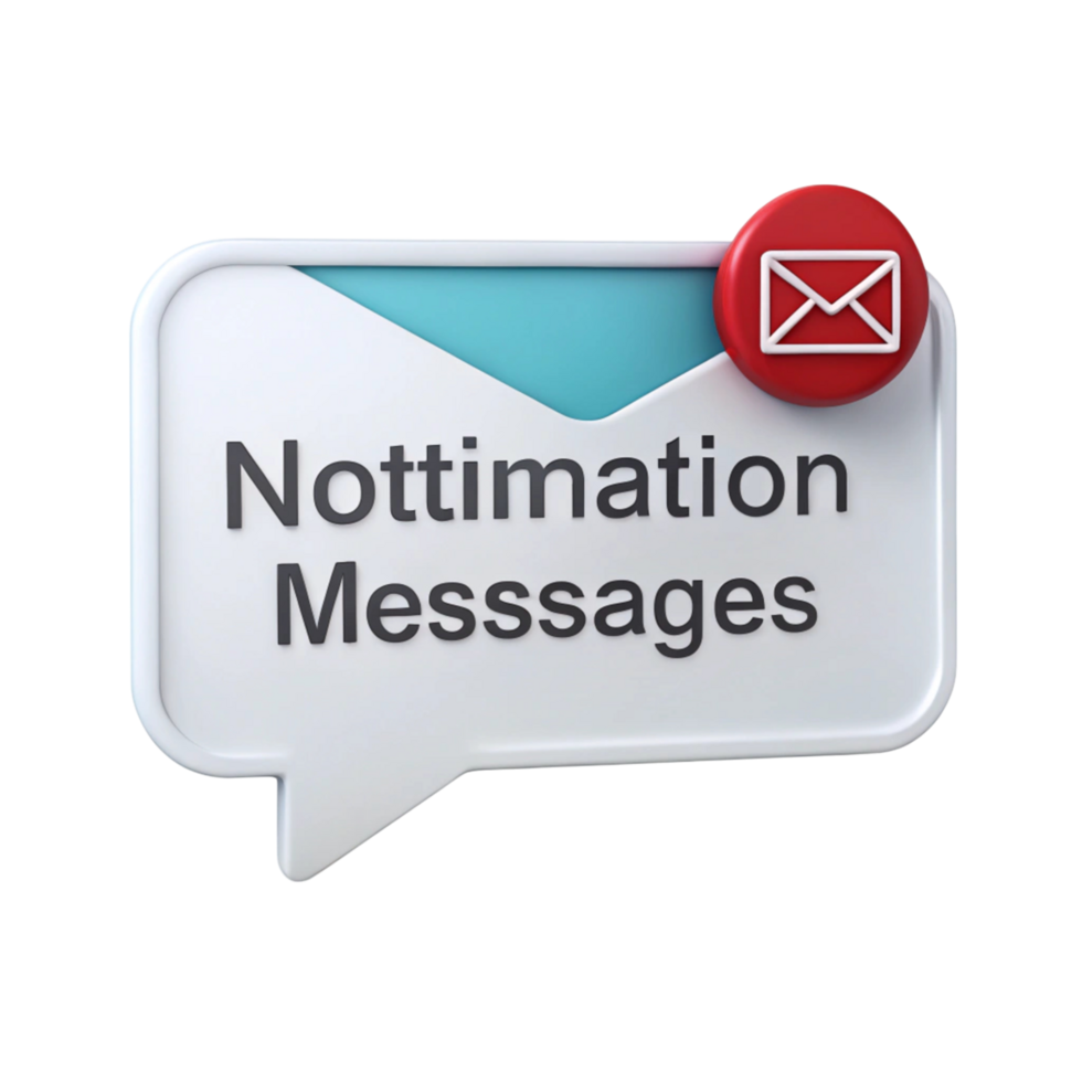 Digital notification symbol with mail icon in red badge on simple Transparent Background, concept for email alerts and updates png
