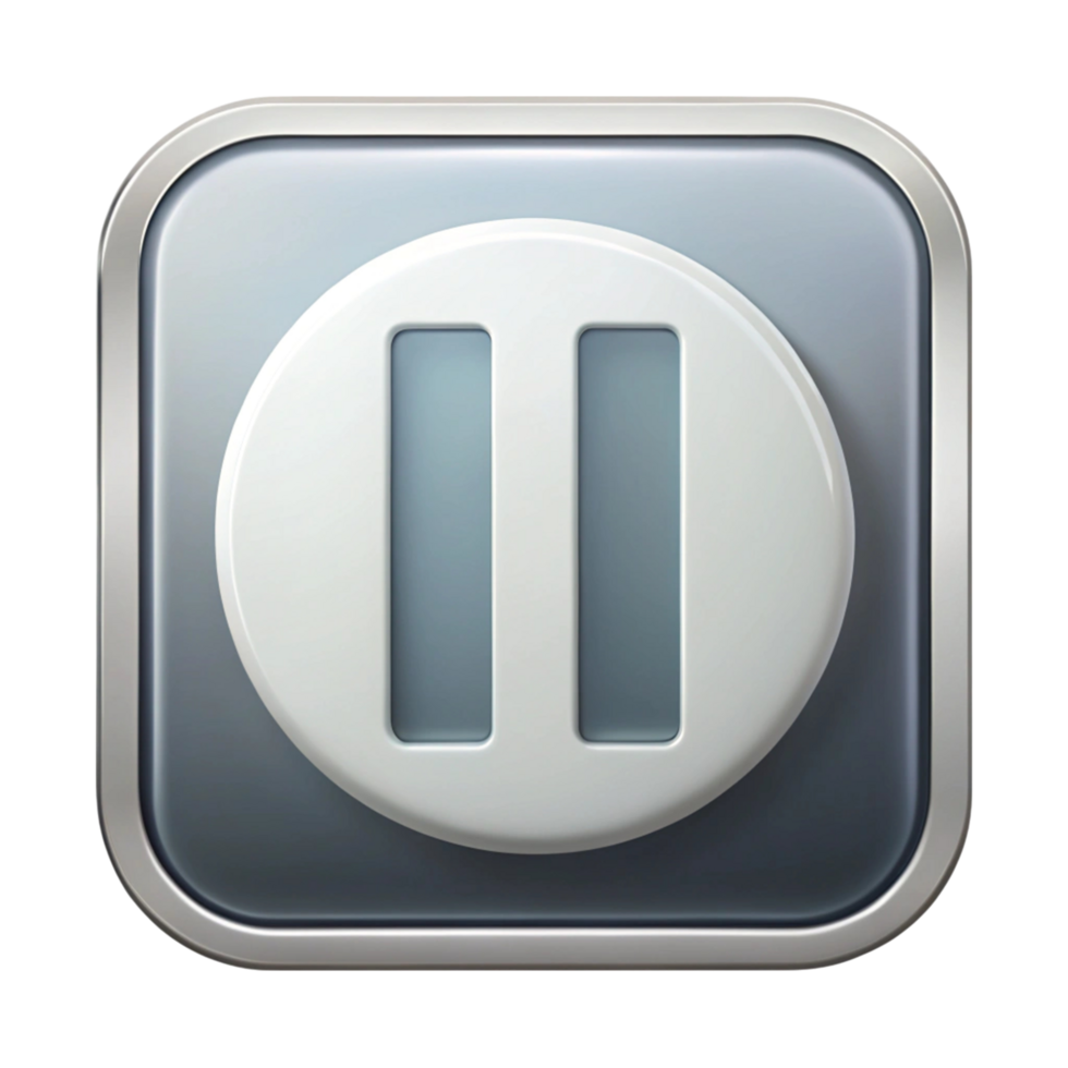 Circular pause button icon isolated on a white background, ideal for interface and media control designs png