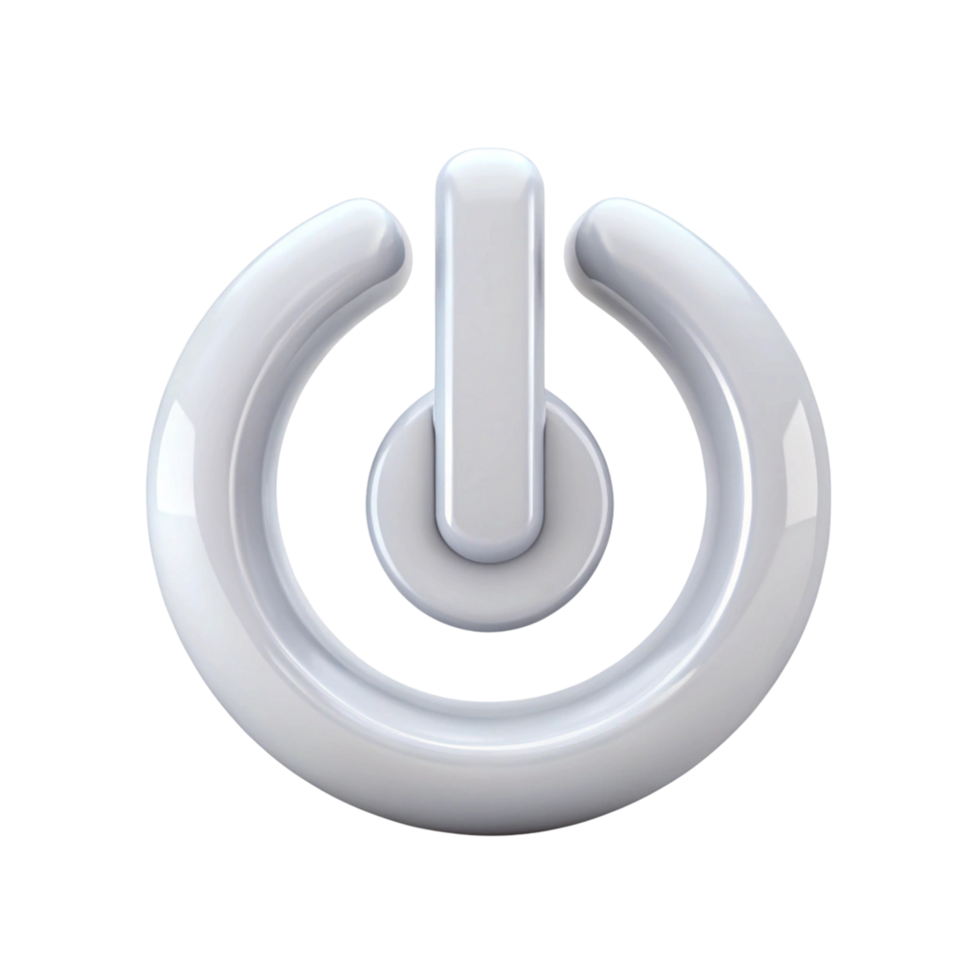 Red circular power button icon isolated on white background for electronic interface design png