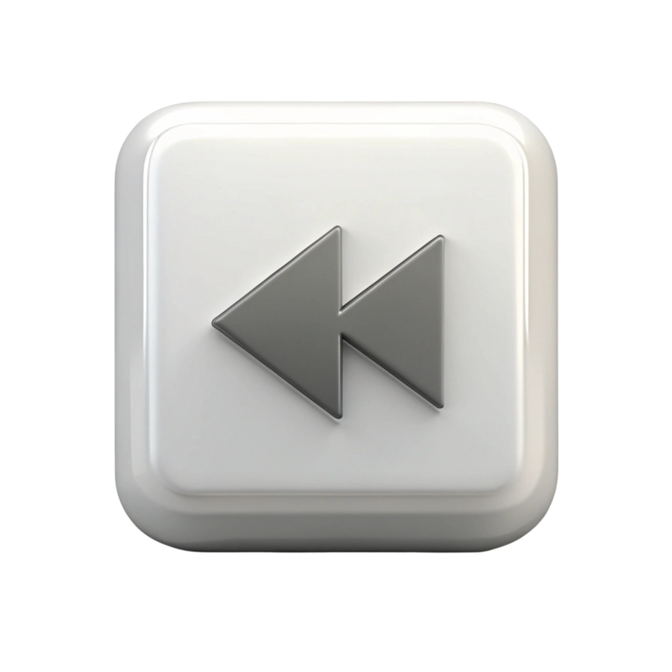 Modern rewind symbol in gray tones, isolated on white, representing playback and navigation controls png