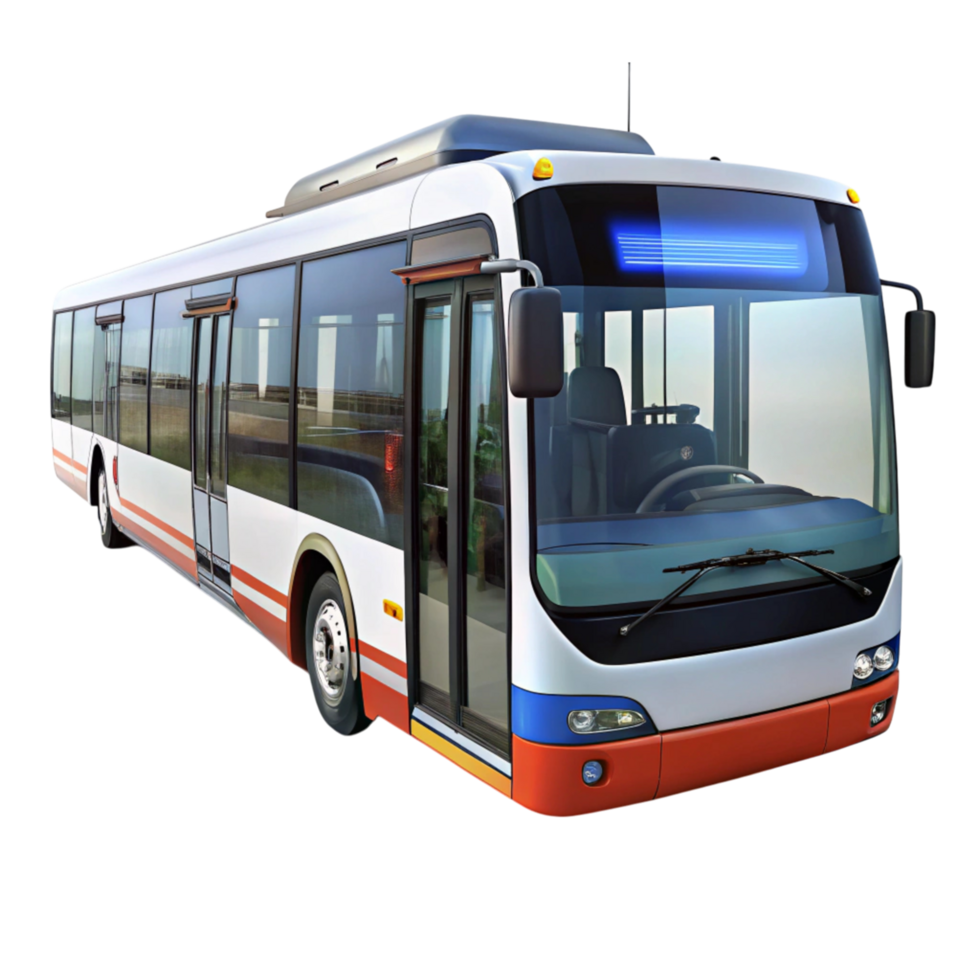 Modern urban transit bus isolated on Transparent Background with sleek design for public transportation png