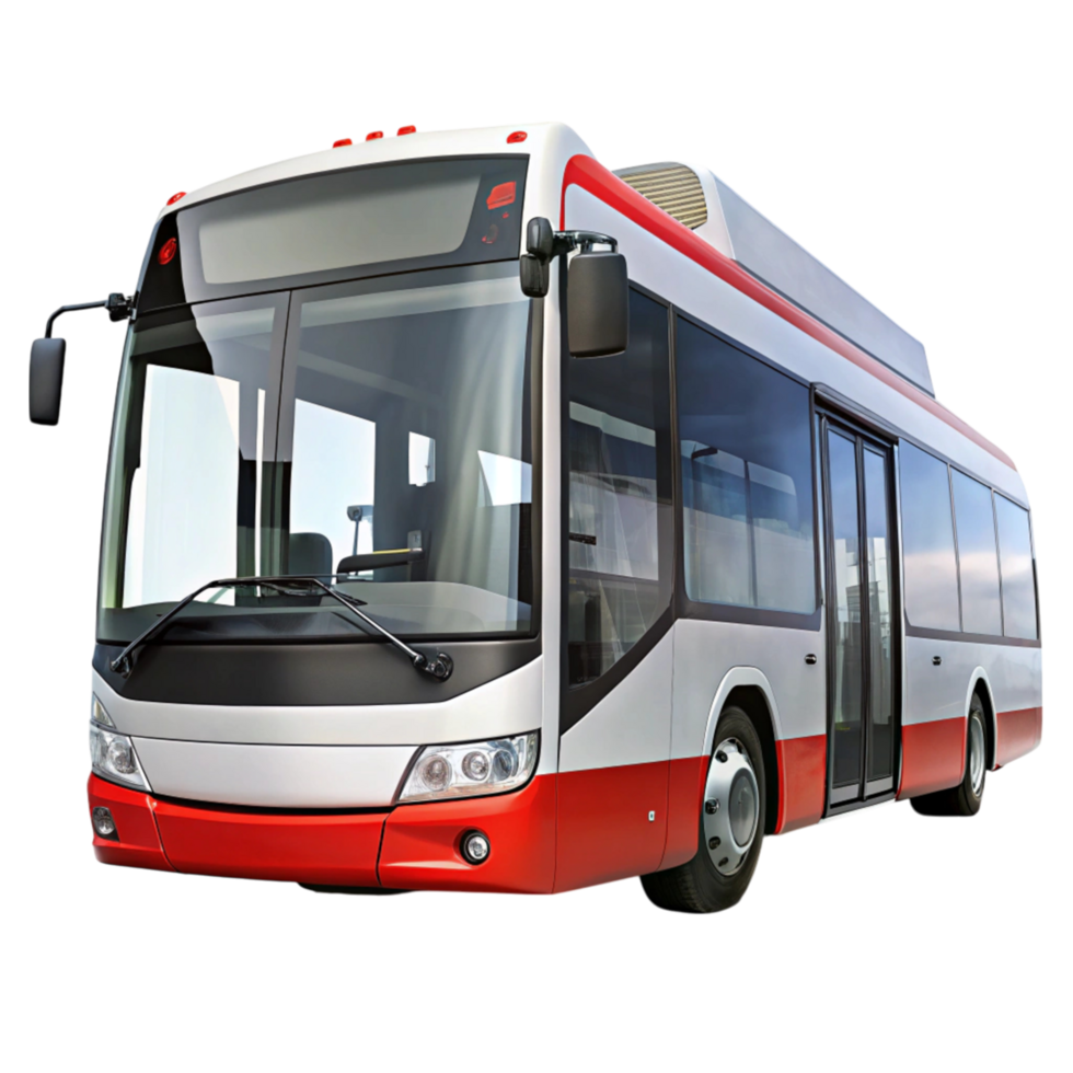 Isolated modern city bus on Transparent Background with reflective surface, ideal for transportation themes png