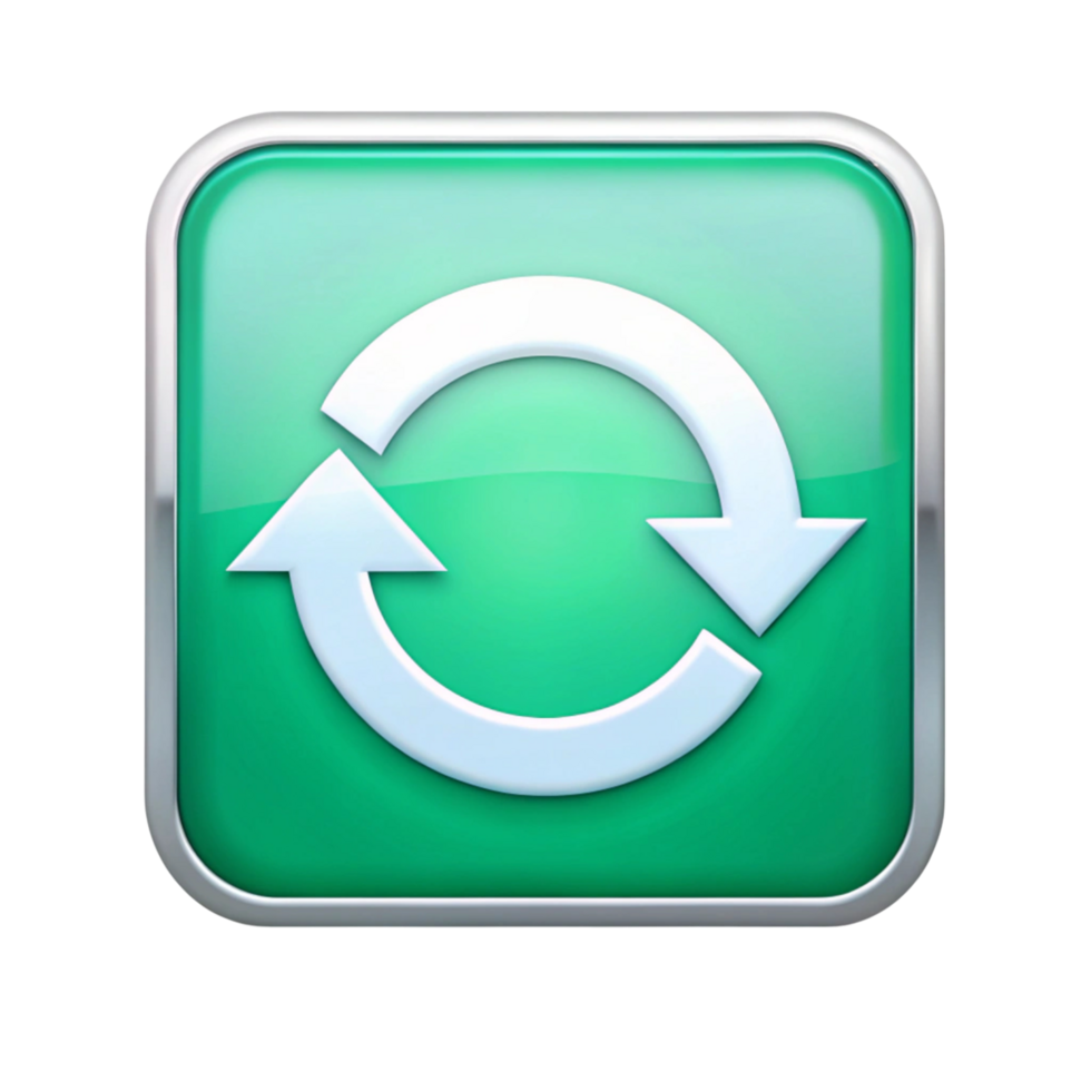 High quality reload button icon with circular arrows in modern blue tones, isolated on a Transparent Background for data synchronization png