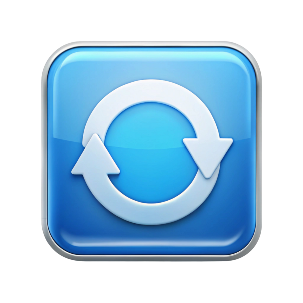 3D refresh icon with circular arrows in blue and green on a Transparent Background, symbolizing sync and update functions png