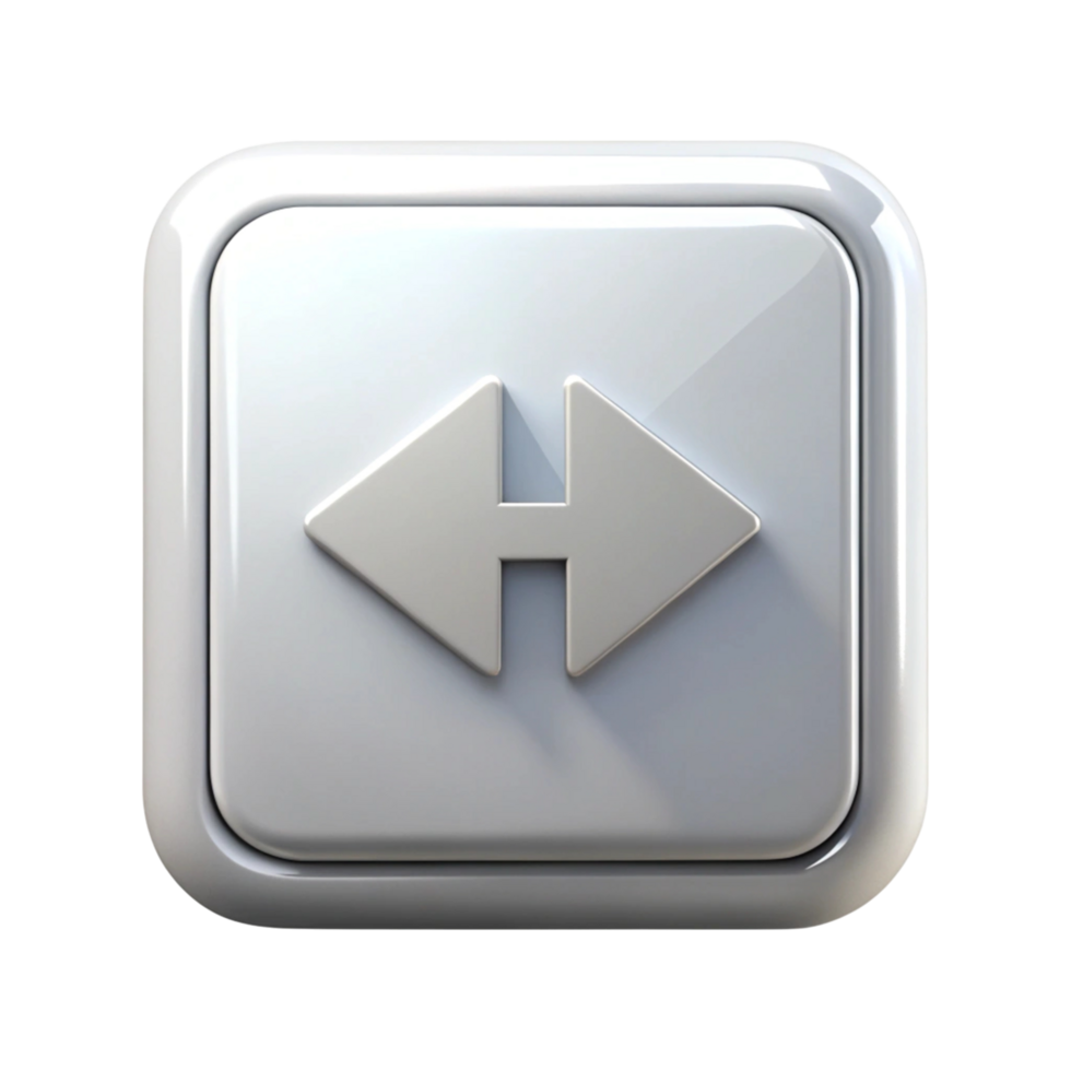 Digital rewind button with left facing double arrows on a Transparent Background, ideal for media and control concepts png