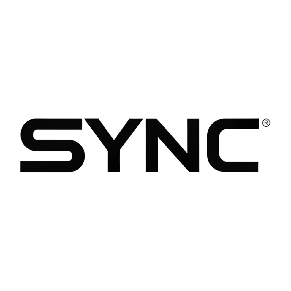 Clean and modern SYNC text icon on Transparent Background, ideal for technology, software, and data sharing concepts png