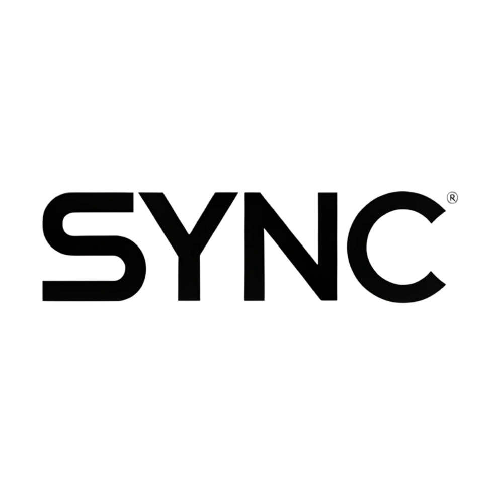 SYNC logo in bold letters, isolated on a Transparent Background, symbolizing seamless connection and data syncing png