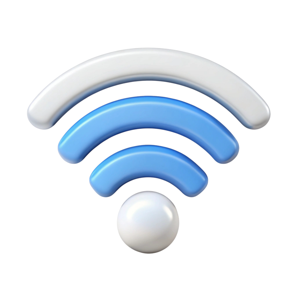 Wi Fi signal strength icon with layered bars in blue and gray on a clean Transparent Background, ideal for connectivity themes png