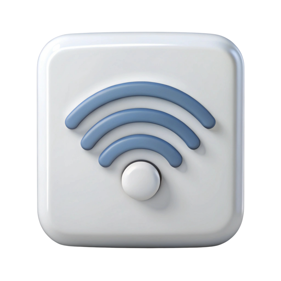 High quality 3D rendering of signal strength indicator in modern blue tones on white, representing wireless connection png