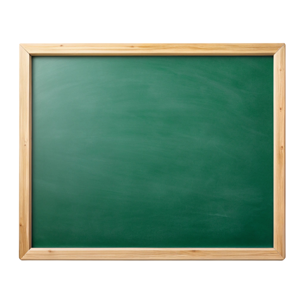 Empty green chalkboard with natural wood border, symbolizing learning and back to school concepts on a clean Transparent Background png
