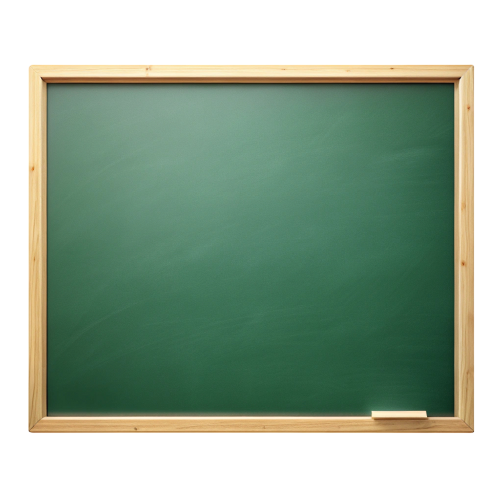 Blank green school board framed in wood, representing teaching, education, and information display on a Transparent Background png
