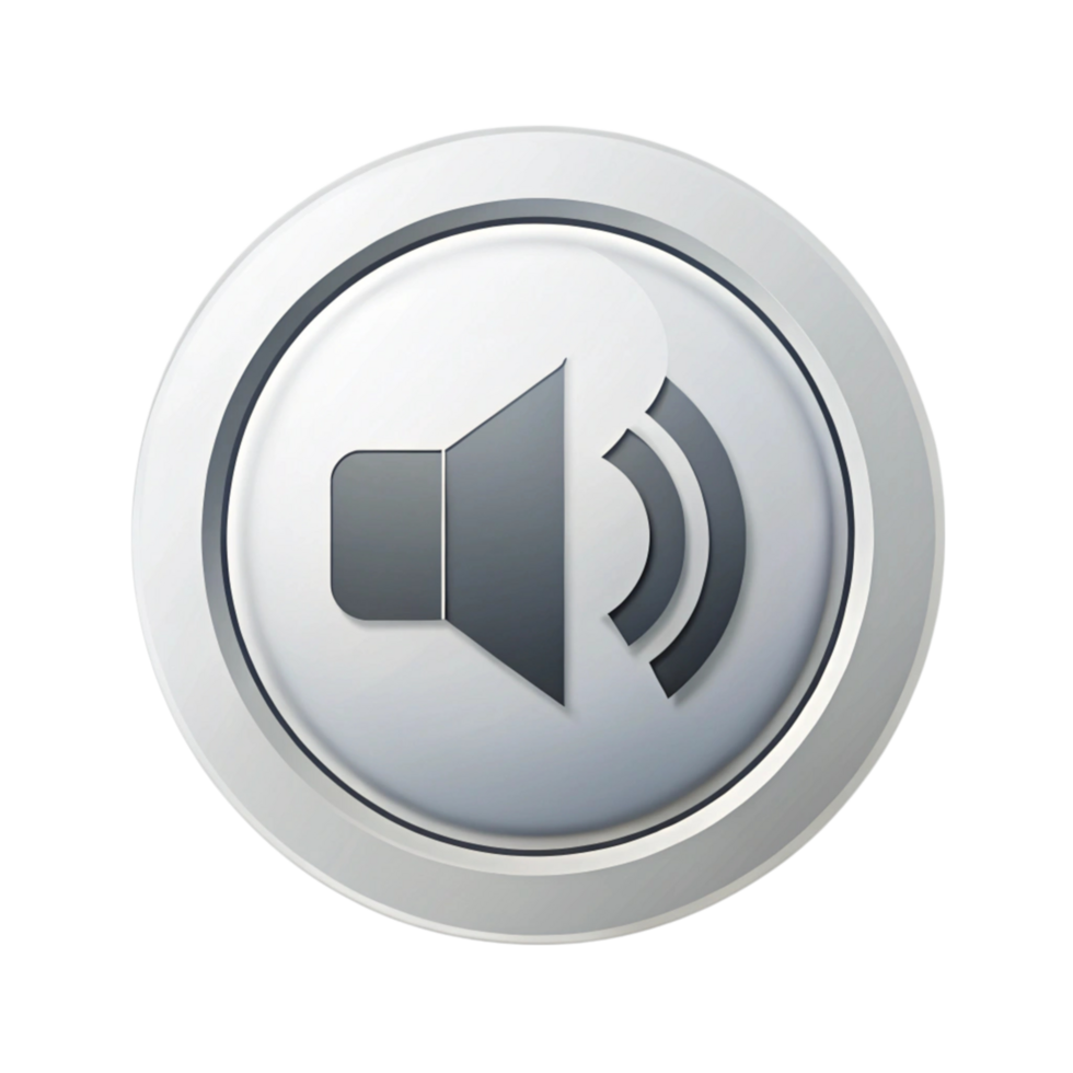 3D volume icon emitting sound waves on a clean white background, ideal for media and audio interface png