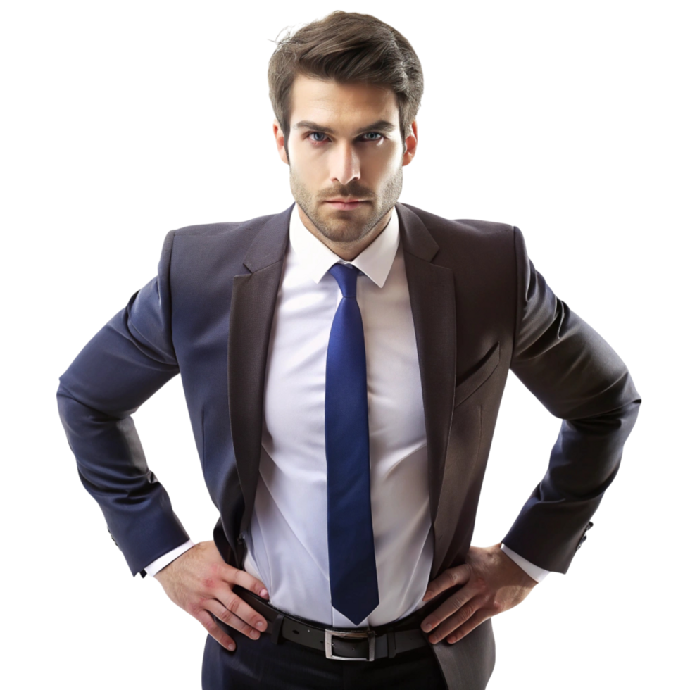 Determined executive man in business suit with intense expression, symbolizing power, ambition, and authority png