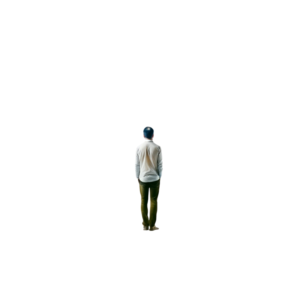 Lonely man standing in the distance, facing away, symbolizing feelings of isolation and being alone in the world png