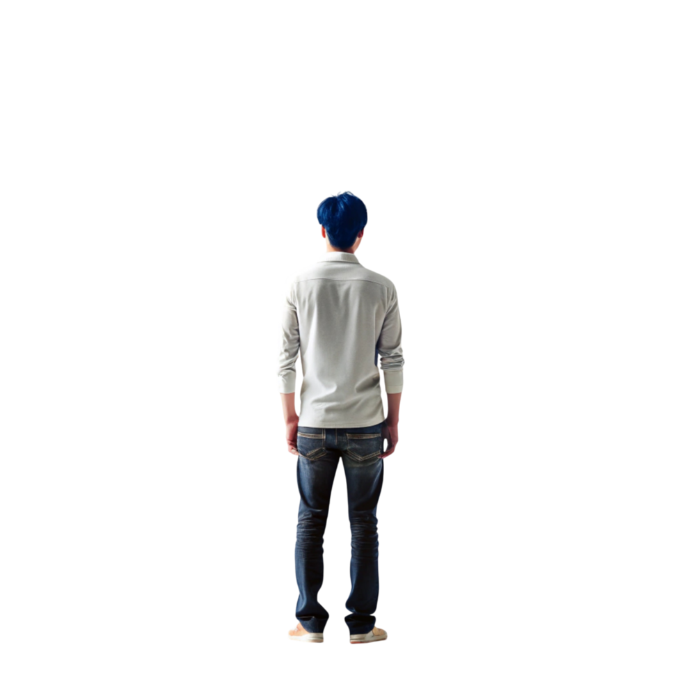 Rear view of a solitary man standing alone, conveying isolation, loneliness, and introspection in an empty space png