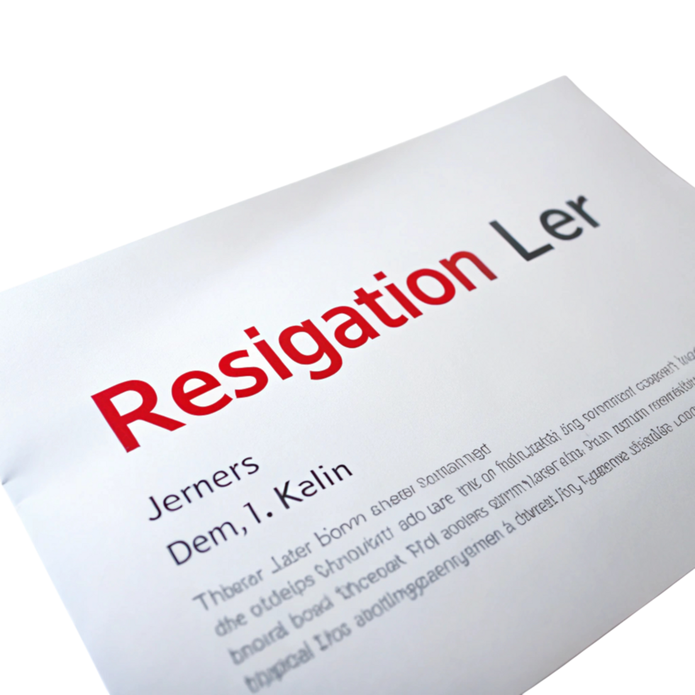 Document showing resignation letter, highlighting the process of quitting a job, career transition, or employee resignation png