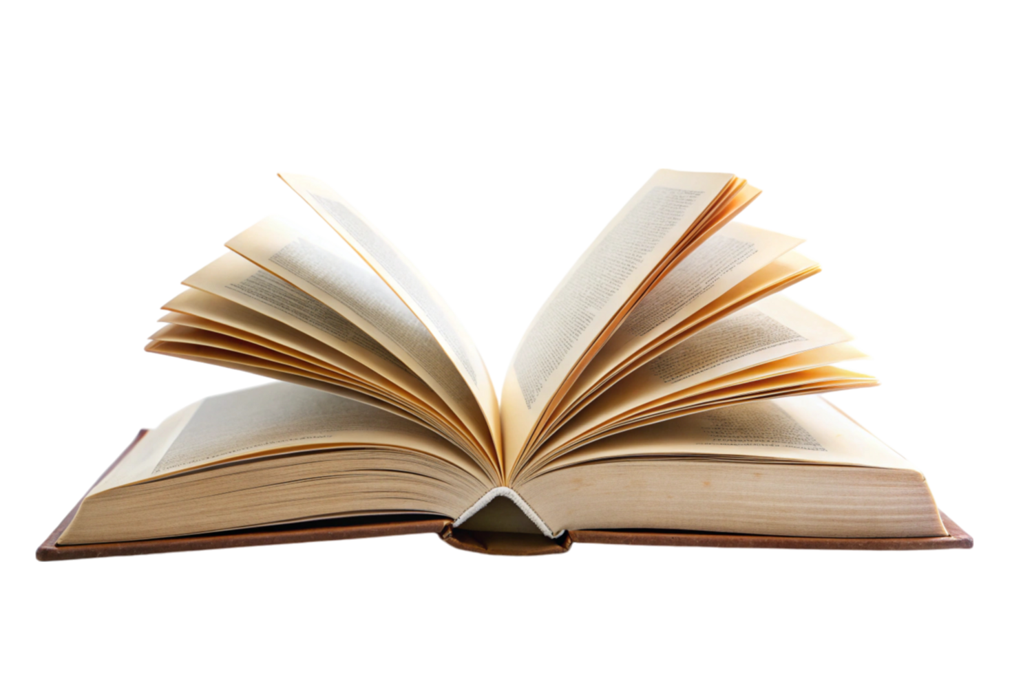 Open book with fanned pages on a Transparent Background for reading and literature concepts png