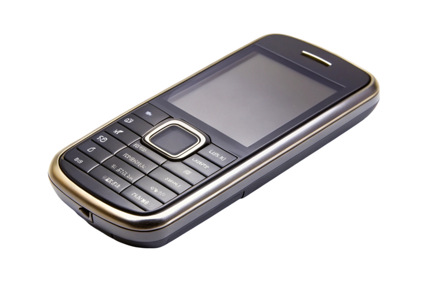 Old school feature phone with keypad on Transparent Background, representing vintage mobile communication technology png