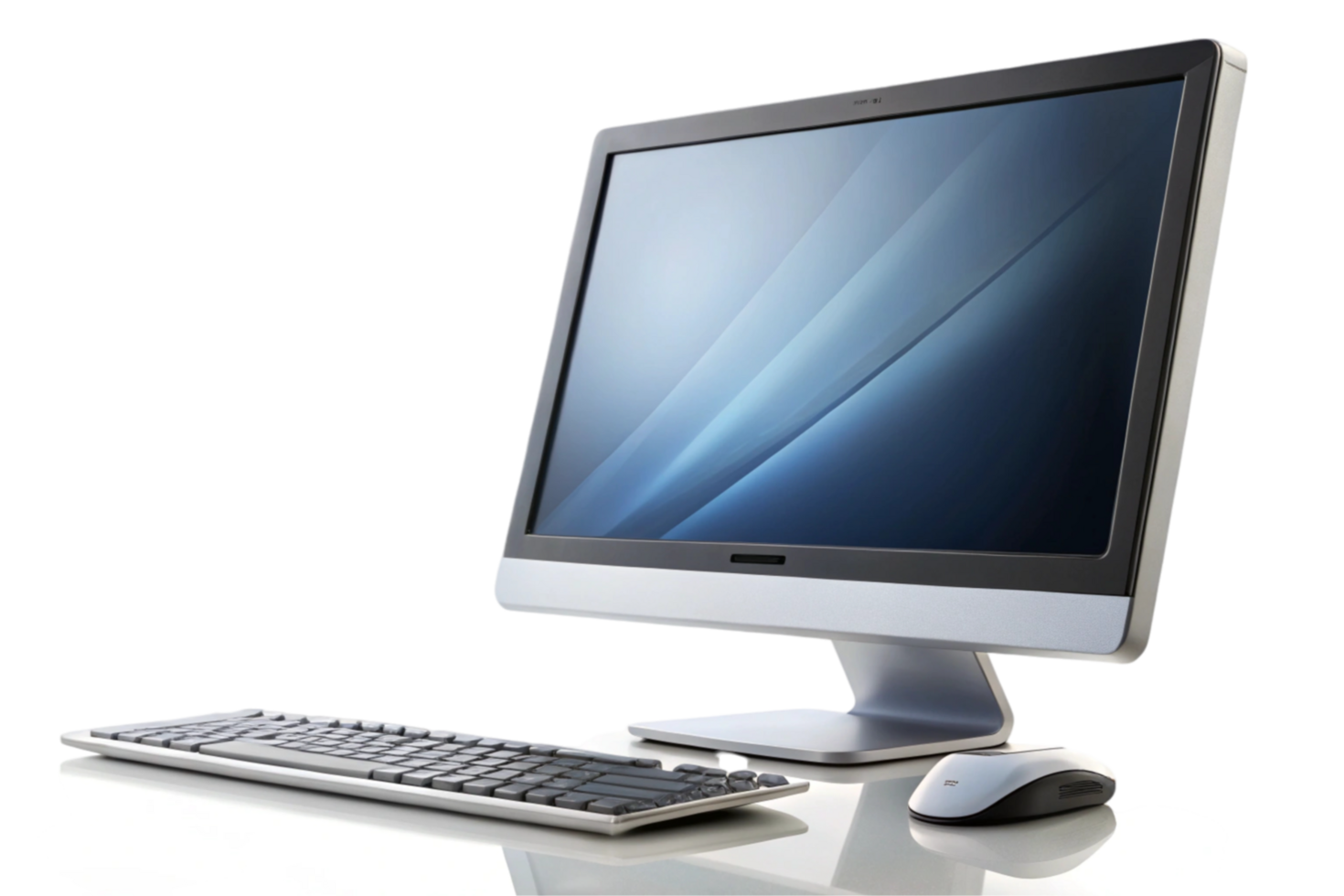 Blank screen laptop and computer monitor with keyboard and mouse, representing digital tools and modern workspace essentials png