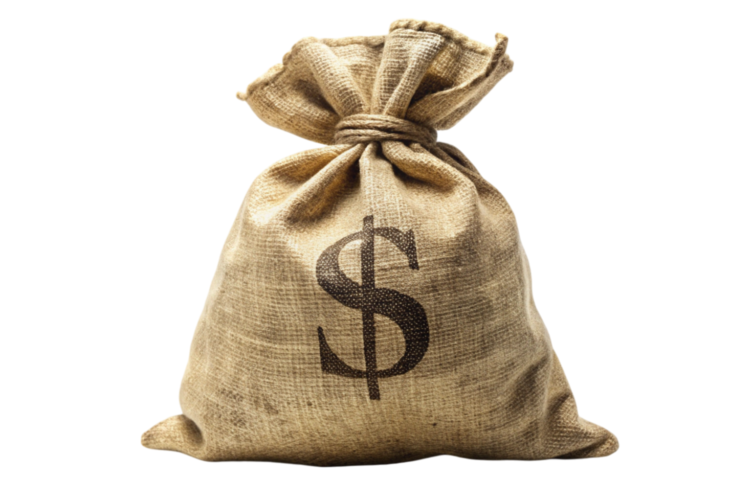 Classic fabric money sack with dollar sign, symbolizing savings, investment, and economic prosperity png