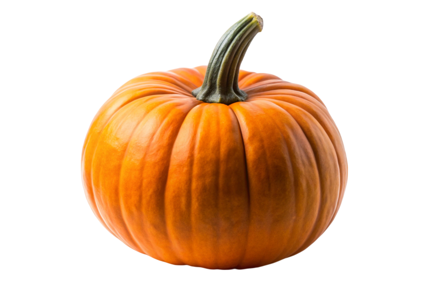 Large orange pumpkin with a green stem, isolated on a Transparent Background, perfect for autumn, Halloween, and harvest themes png