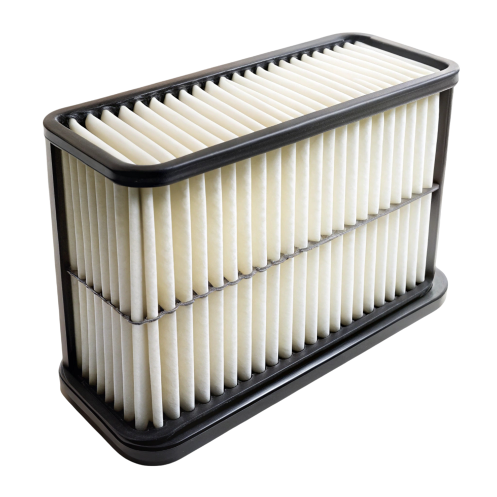 Rectangular automotive air filter on Transparent Background, essential for clean engine airflow and performance png