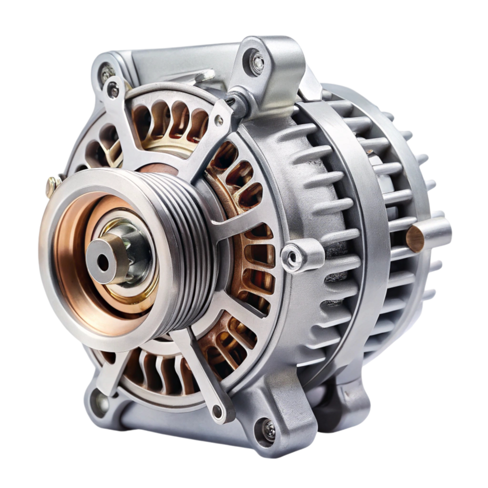 Automotive alternator component featuring a precision engineered design on a clean Transparent Background png