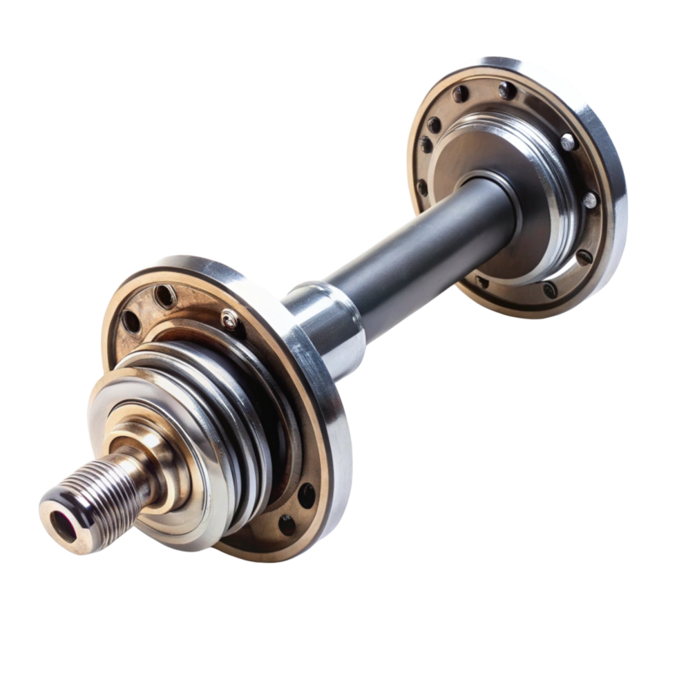metal axle with bearings showcased on a neutral Transparent Background for industrial applications png