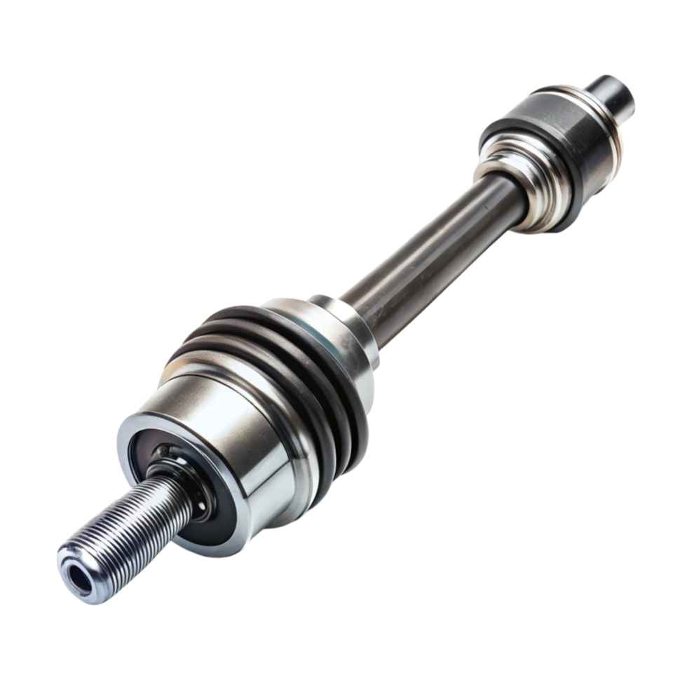 High precision steel drive shaft on Transparent Background, automotive component for efficient power transmission png