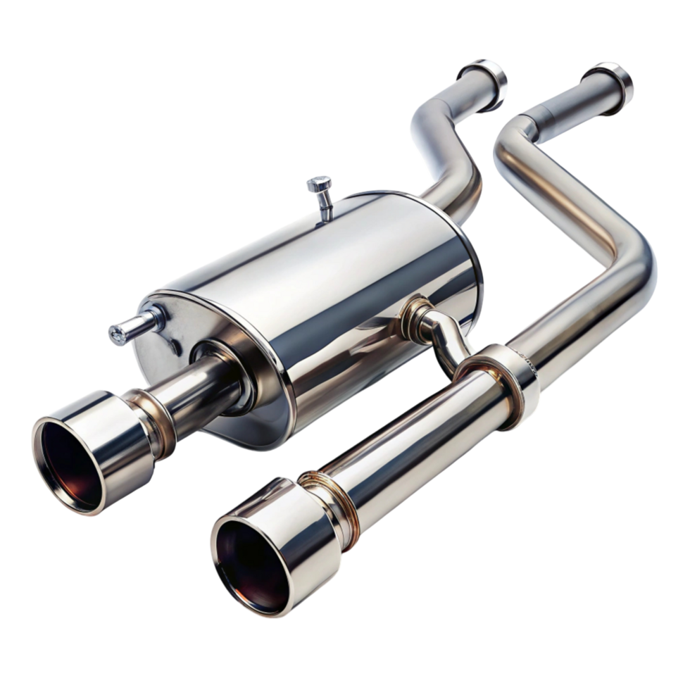 Automotive exhaust pipe system with sleek metal design suitable for car customization png