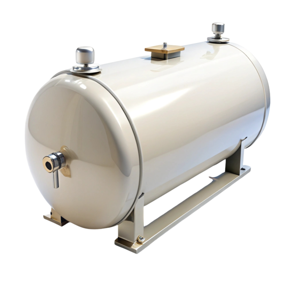 Industrial grade storage tank with secure fittings isolated suitable for various fuel types png