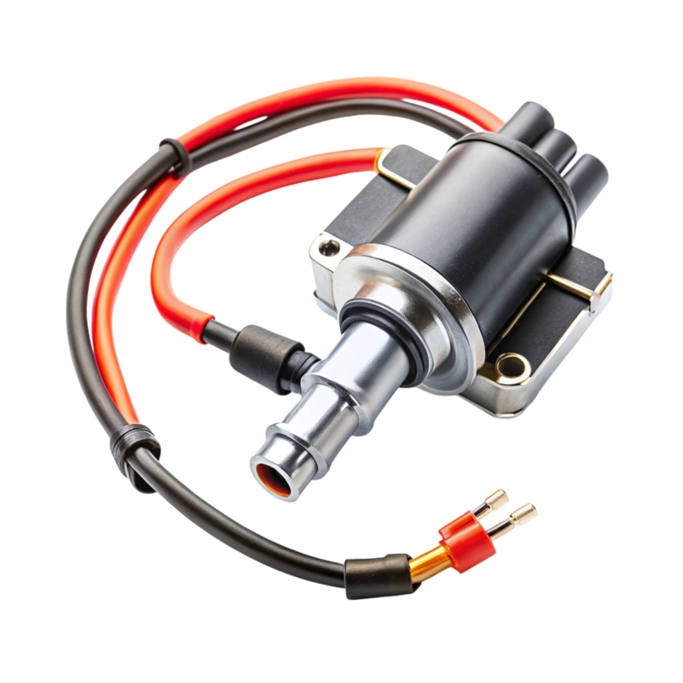 Close up of ignition coil and distributor designed for reliable engine starting and smooth operation png