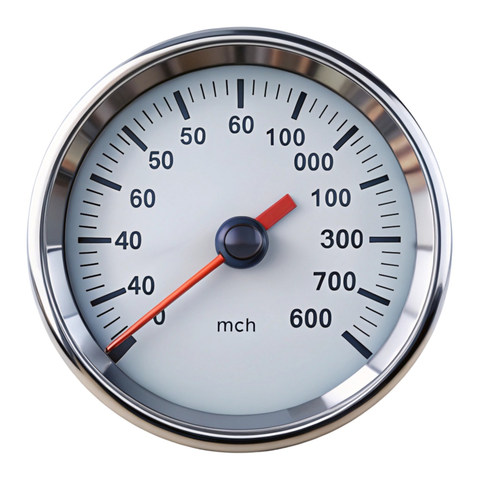 Analog car odometer gauge with clear display isolated on Transparent Background for automotive use png